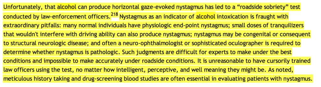 Horizontal Gaze Nystagmus Field Sobriety Tests DUI Defenses